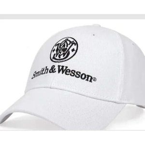 NEW / Smith & Wesson Embroidered Adjustable Baseball Cap Hat White *Please Read